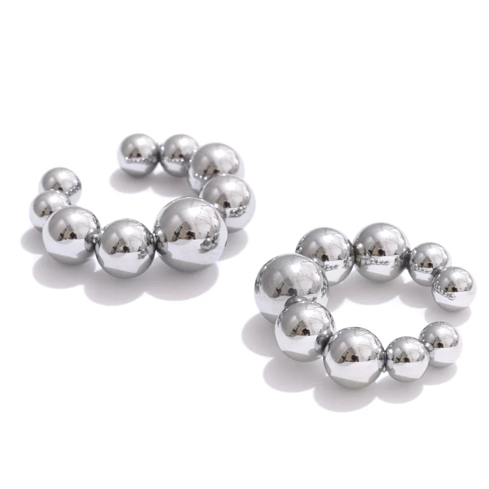 Yhpup 316L Stainless Steel Round Beads Ear Bone Earrings 16K PVD Plated Fashion Personalized Ear Clip Accessories 2025
