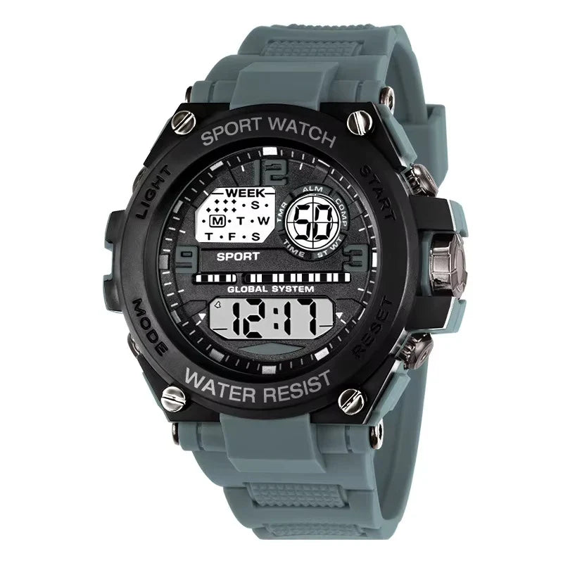 Unisex Outdoor Sports Digital Watch Big Dial LED Alarm 1237 Sport Watch for Men And Women