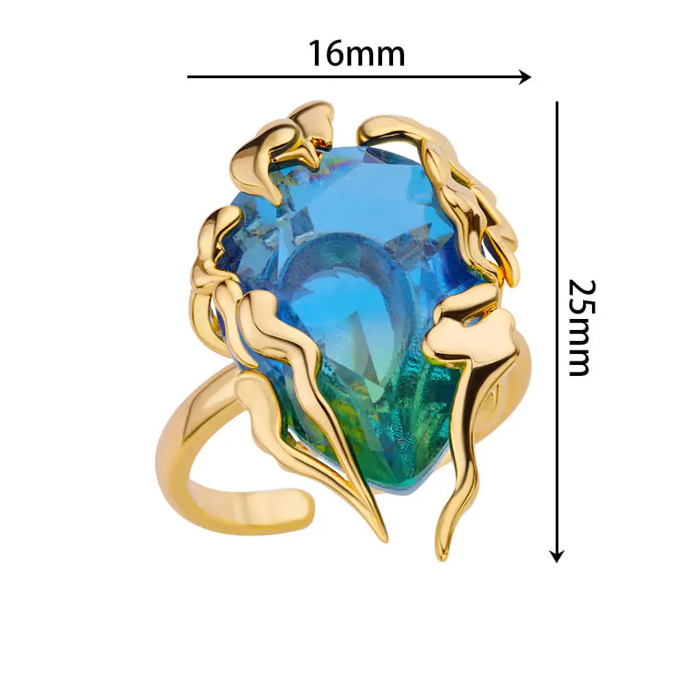 Zircon Flame Drop Rings For Women Stainless Steel Water Drop Adjustable Ring Femme New Wedding Party Fashion Jewelry Gift Femme