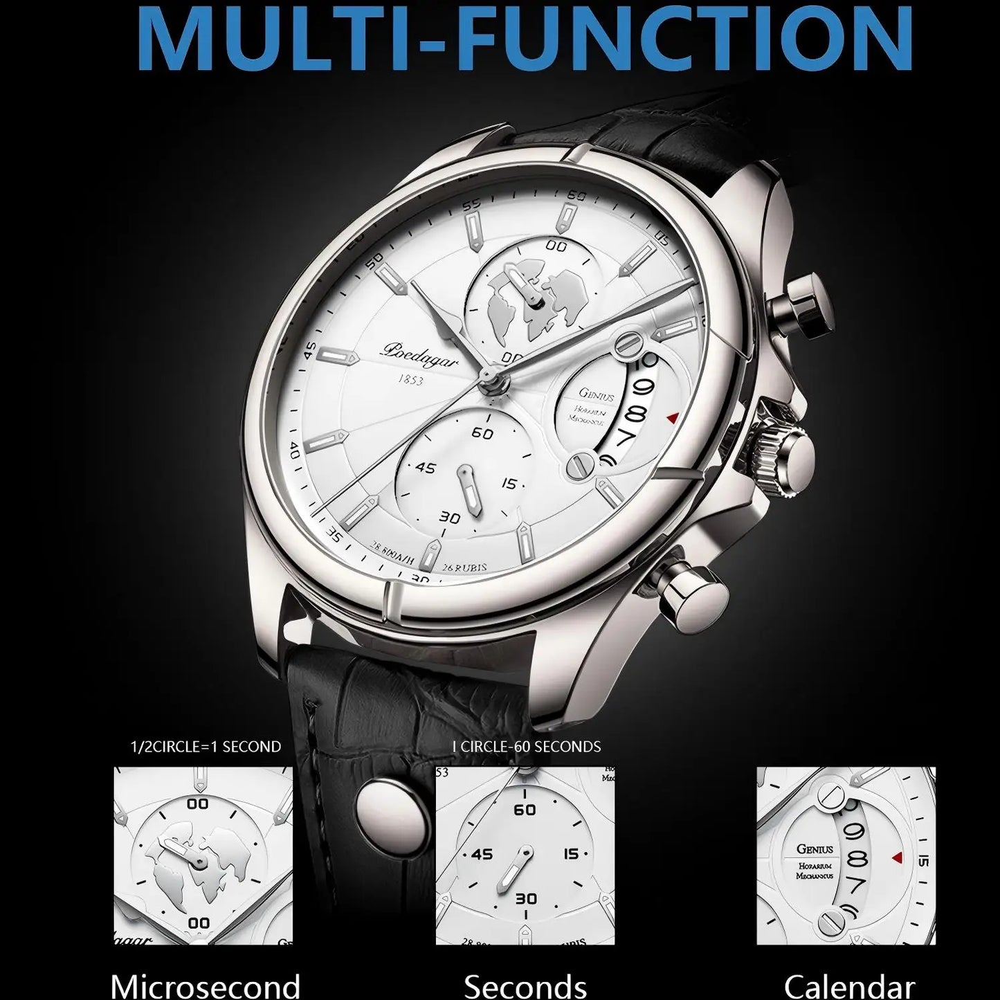 POEDAGAR Luxury Man Wristwatch Chronograph Date Waterproof Leather Men Watch Casual Quartz Men's Watches Sports Male Clock Reloj