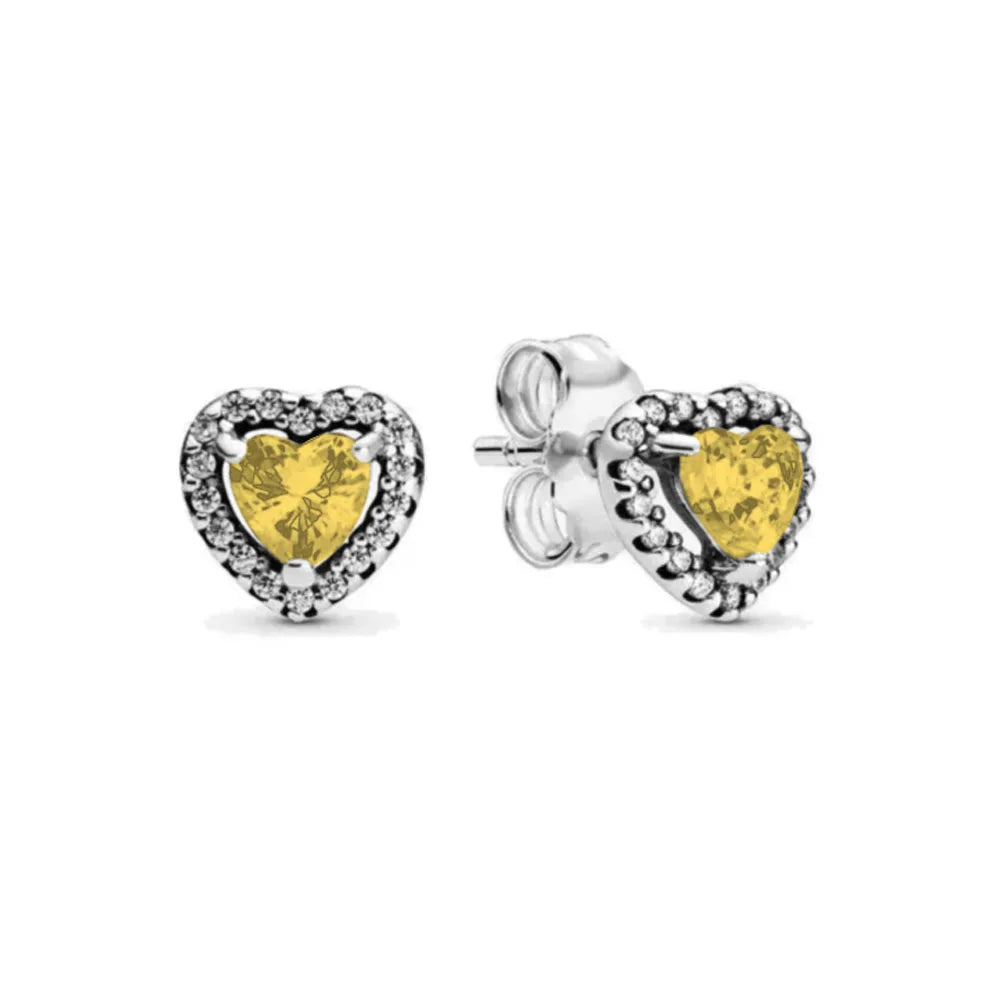 New S925 Silver Heart Stone Stud Earrings Suitable for Valentine's Day, Mother's Day, Anniversary Gift DIY Charm Jewelry