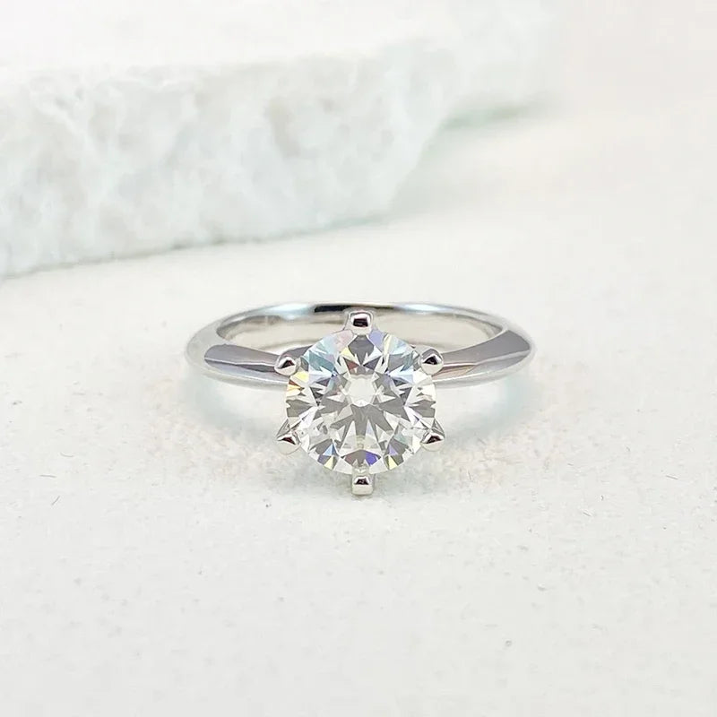 NeeTim 0.5-5ct Moissanite Ring For Women 925 Sterling Silver with White Gold Plated Lab Diamond Engagement Wedding Band Jewelry