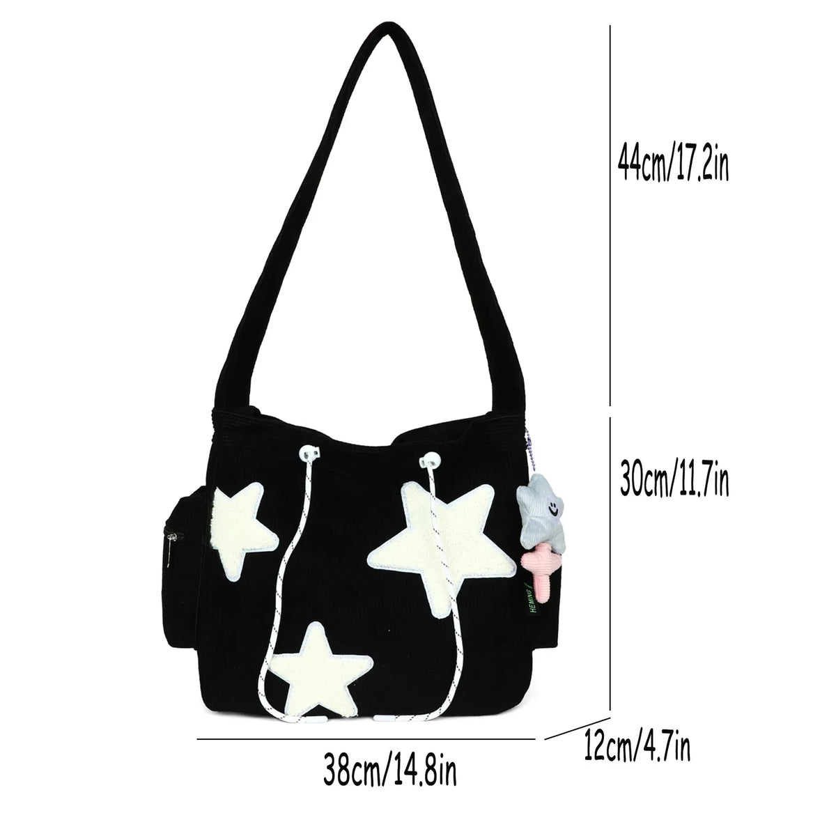Niche Design Handbag Star Female Student Large Capacity Commuting Tote Corduroy Shoulder Crossbody Bag 2023 New