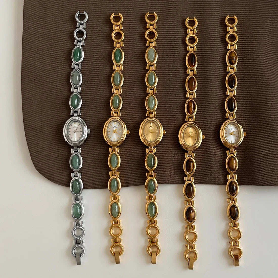 Natural Jade Bracelet Watch Gift Women,Ladies Watches Luxury High Quality Gold Quartz Watches, Elegant Women's Wristwatches