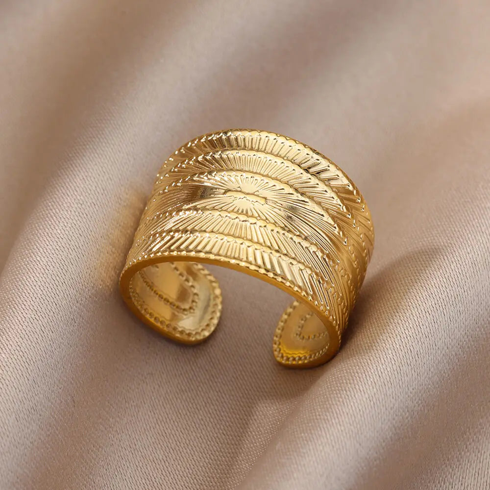 Vintage Ancient Greek Arethusa Goddess Coin Rings For Women Imitation Pearl Zircon Moon Stainless Steel Ring Fashion Jewelry