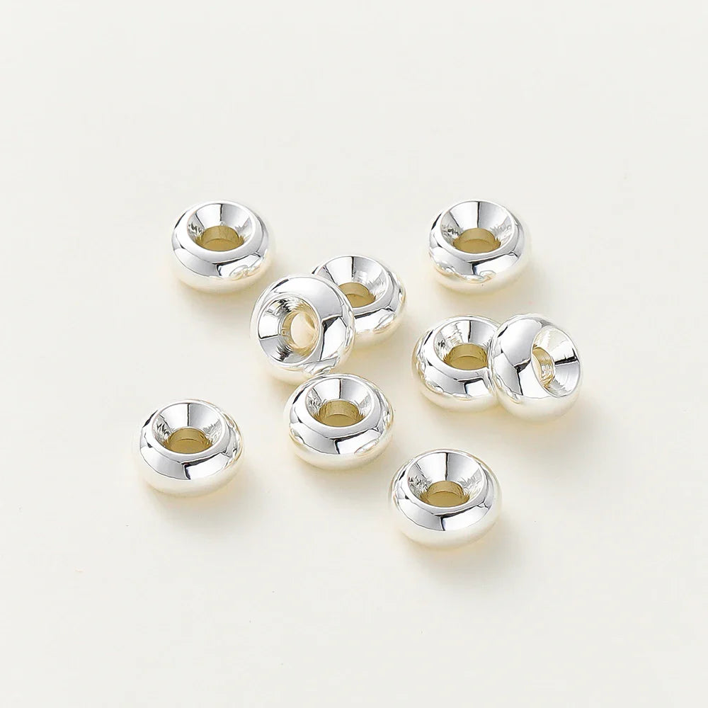 10-30pcs/lot 14K/18K Gold Plated Flat Round Bracelet Spacer Beads Circle Crafts Beads for Necklace Jewelry Accessories Findings