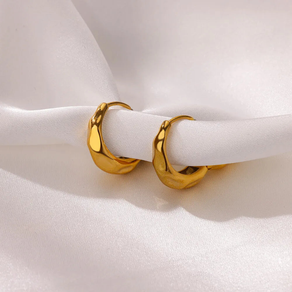 Round Stainless Steel Gold Color Stud Earrings For Women Fashion Waterproof Piercing Earrings New Party Wedding Jewelry Gift