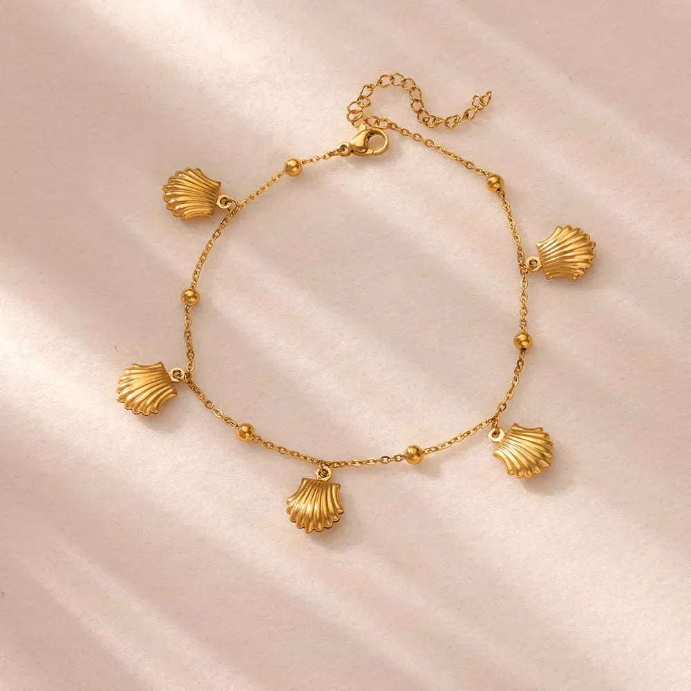 Stainless Steel Imitation Pearl Anklets for Women Gold Color Chain Ankle Bracelet Anklet Summer Beach Jewelry Accessories Gift