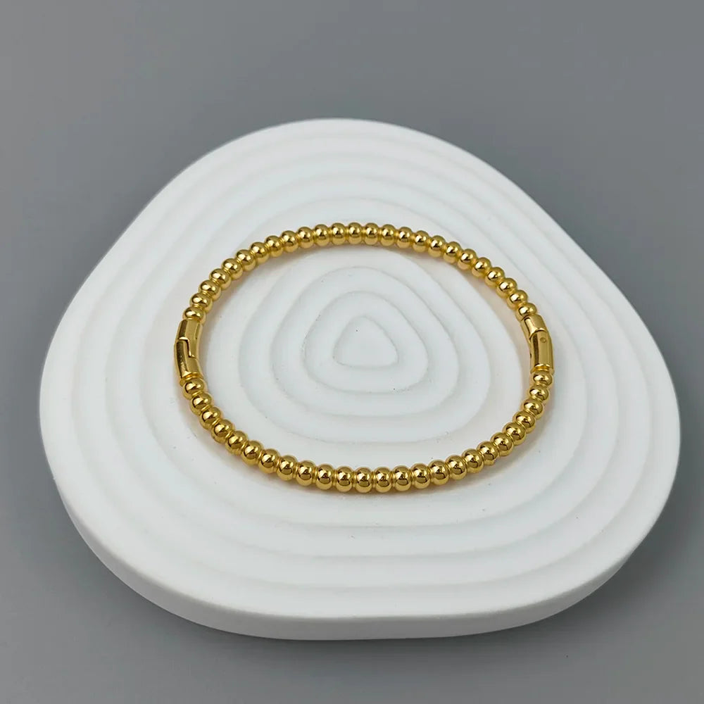 New stainless steel ball bead gold-plated bracelet, classic O-shaped silver bracelet for women, wedding party jewelry