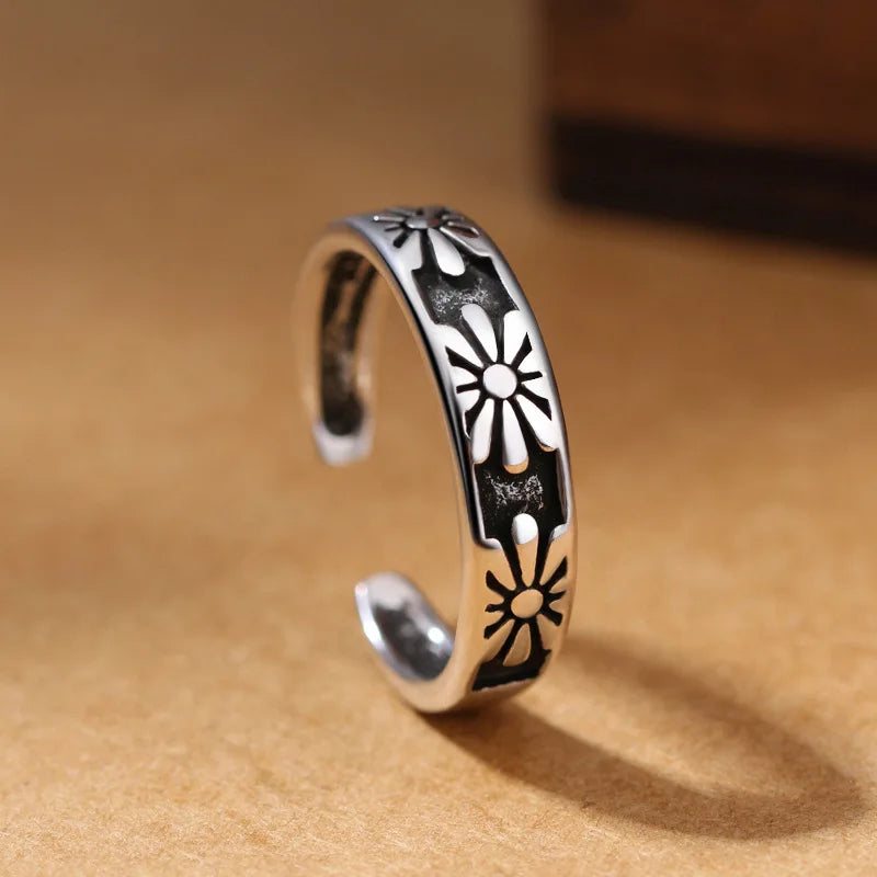 925 Silver Three Flower Open Rings For Women Wedding Jewelry Accessories  and   Jewellery