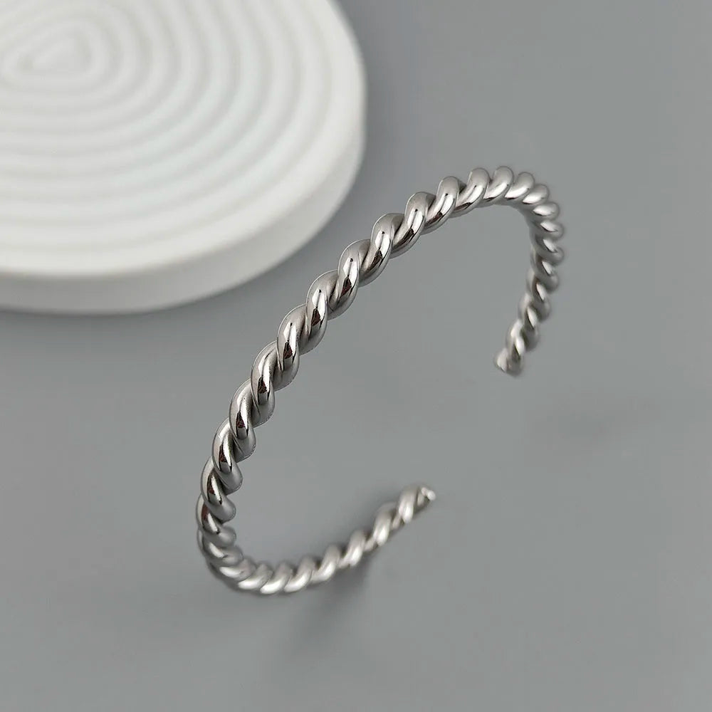 Double-layer wire-wrapped stainless steel gold-plated 18K bracelet, high-quality waterproof silver jewelry, gift for couples