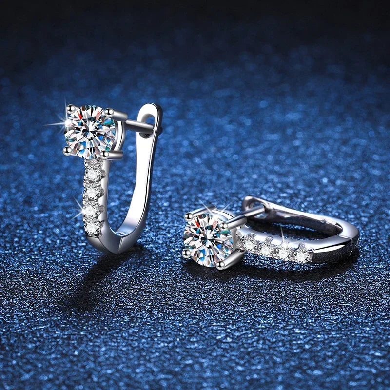 NeeTim 0.5 Carat Moissanite Earrings For Women 925 Sterling Silver Ear Stud Hoops Sparkling Diamond Earring Wedding Fine Jewelry