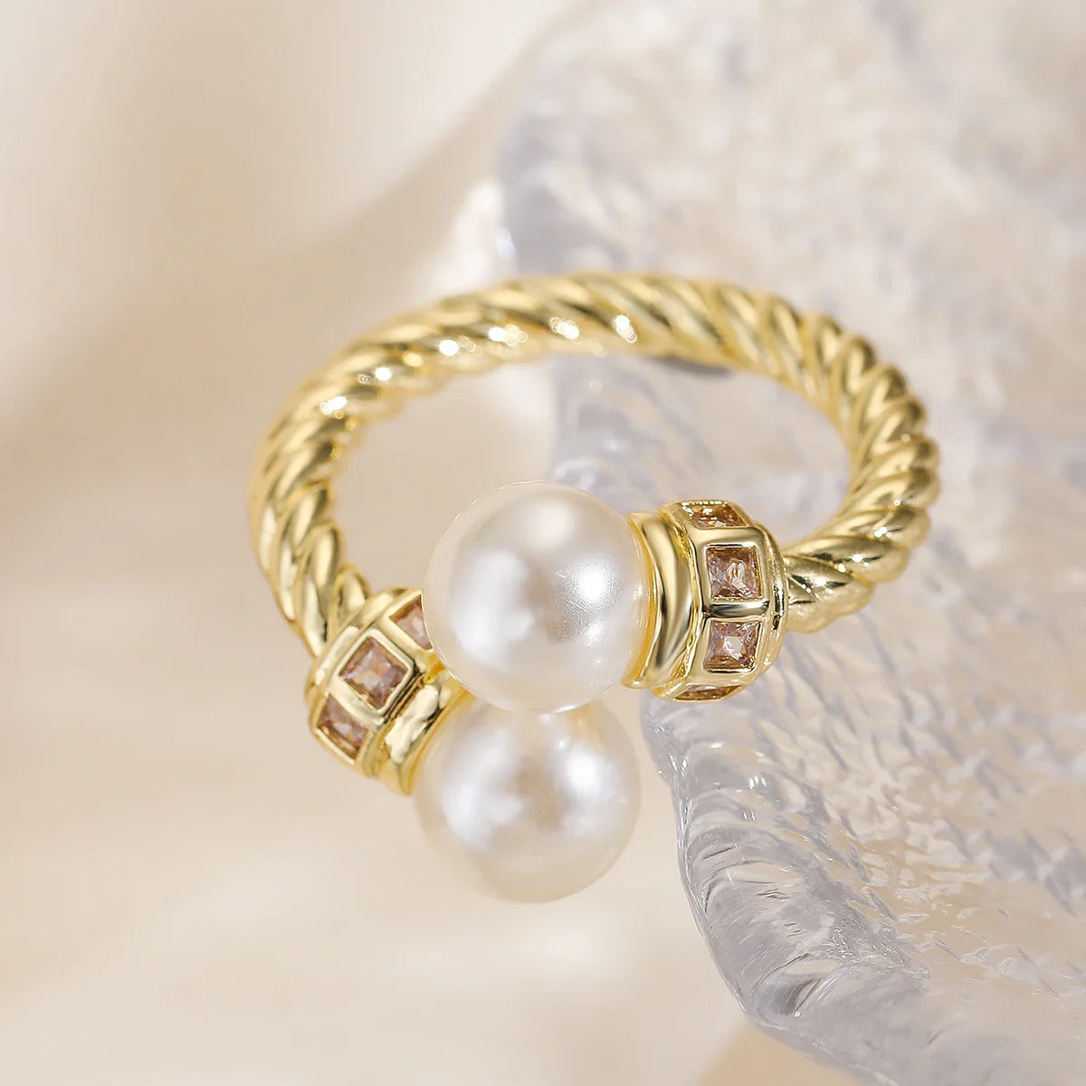 NEWBUY Trendy Gold Color Copper Geometric Jewelry Luxury AAA Cubic Zirconia Wedding Ring For Elegant Women Engagement Gift