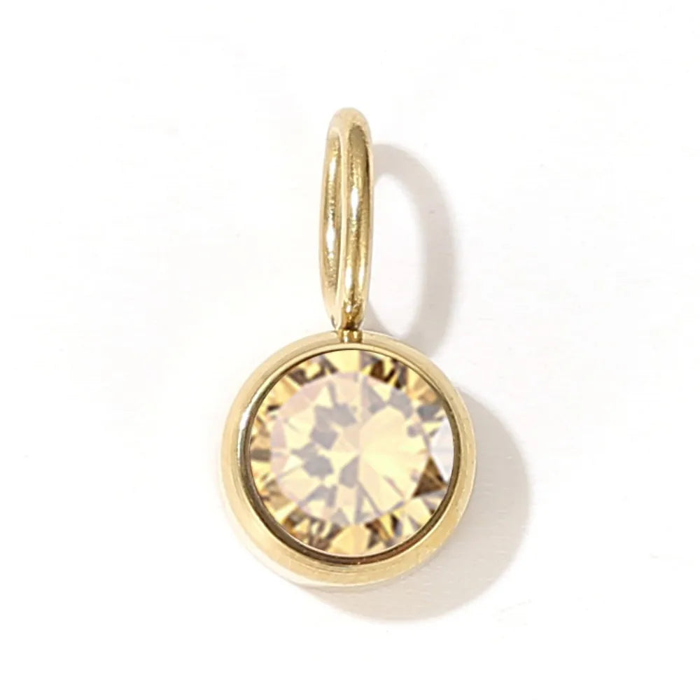Zirconia Birthstone Pendant 12 Months Color Stone DIY Accessories for Necklace Stainless Steel Jewelry Birthday Gift Wholesale
