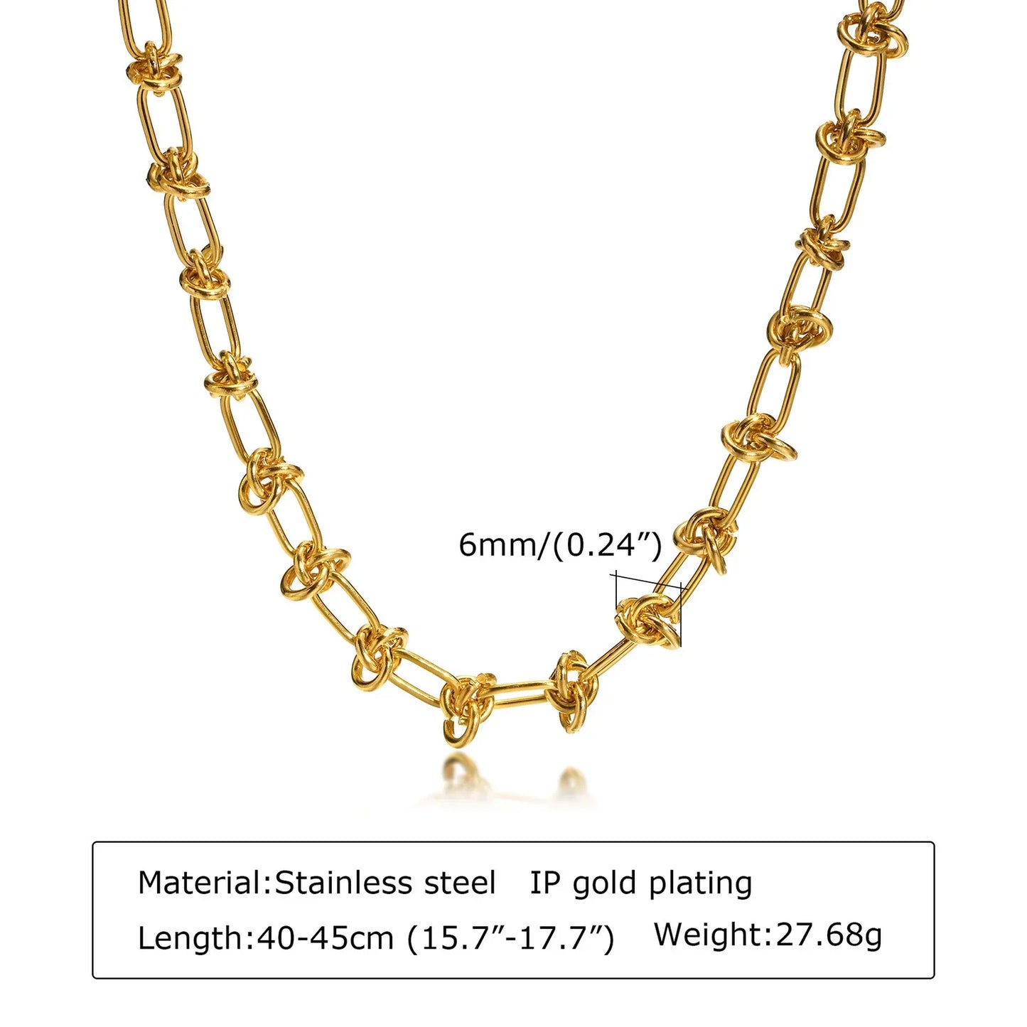 Chunky Gold Plated Link Necklace For Women, Stainless Steel Oval Thick Chain Choker Minimalist Jewelry