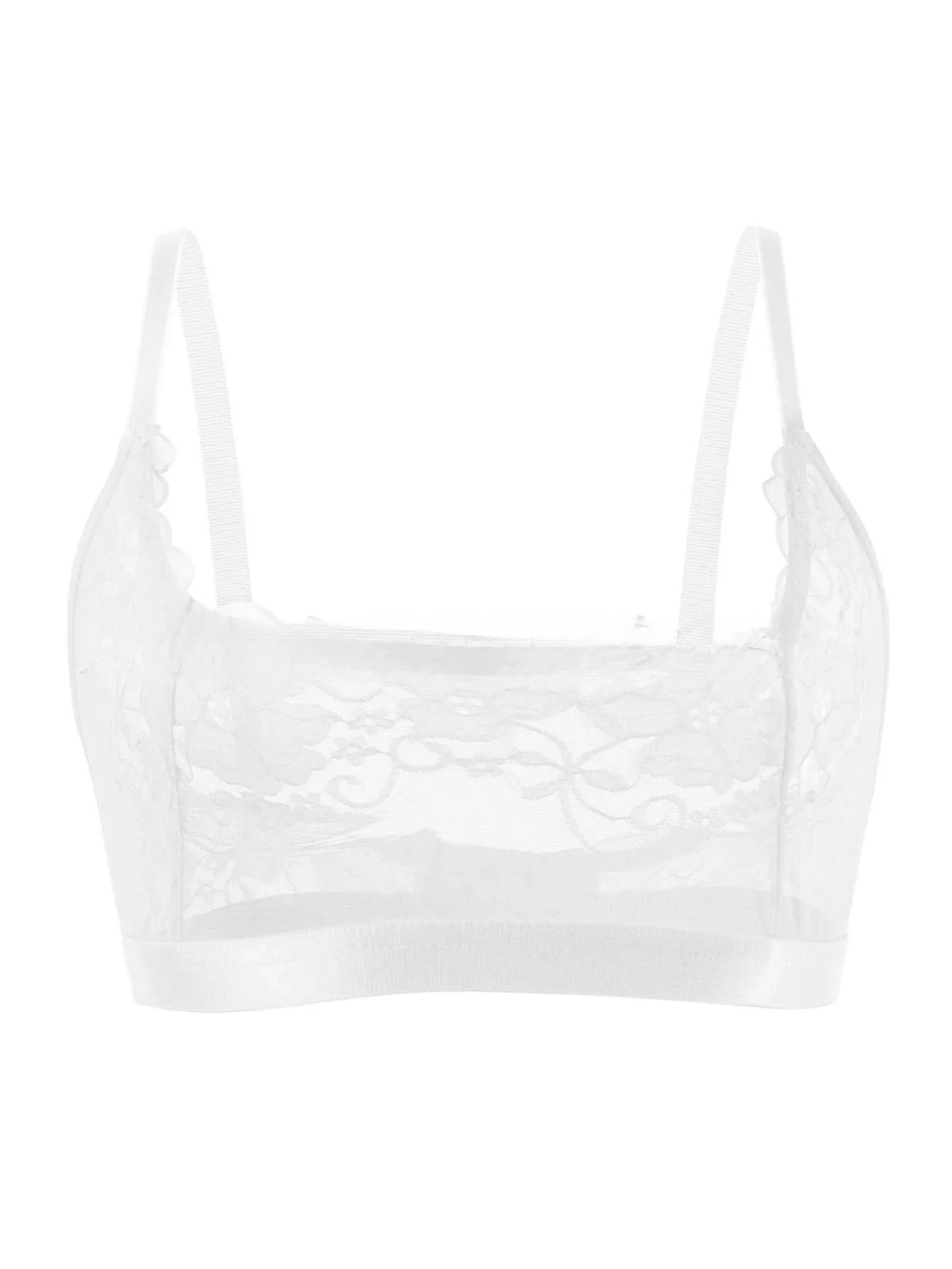 1pcs Red Sheer Floral Lace Wire-Free No Pad Bra Underwear Adjustable Strap Unlined Brassiere Sexy Lingerie Elegant Women's Bras