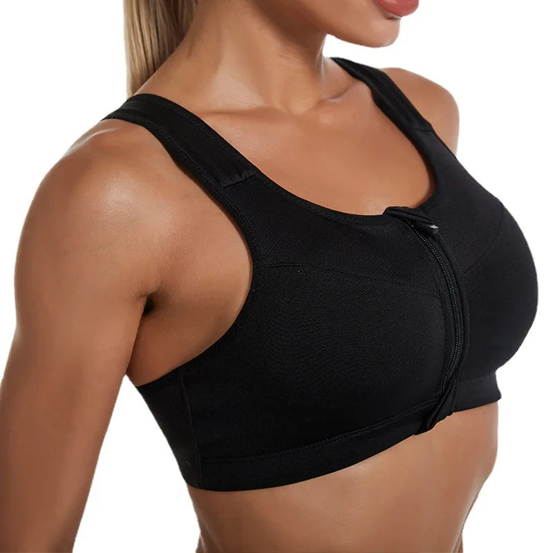Sports Bra Women Front Zipper Push Up Gym Jogging Crop Tops Female Yoga Fitness Shockproof Vest Sujetadores Sport Bras for Women