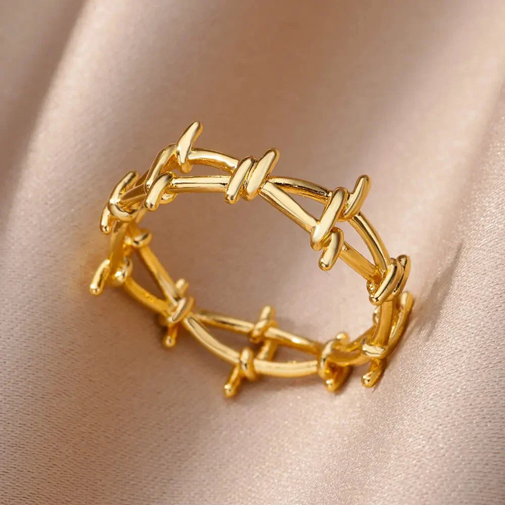 Stainless Steel Rose Flower Rings for Women Vintage Hollow Out Love Heart Finger Ring Aesthetic Jewelry Gifts anillos mujer