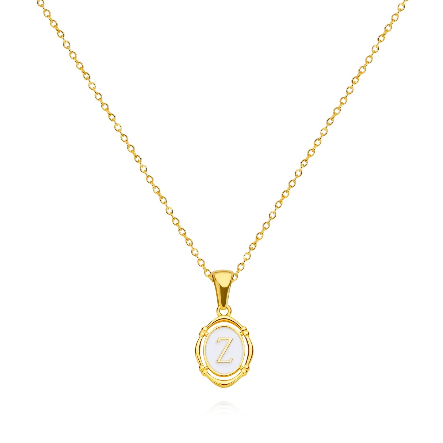 A-Z Letter Initial Enamel Necklace For Women Gold Color Stainless Steel Chain Exquisite Pendant Necklace Fashion Jewelry Gift