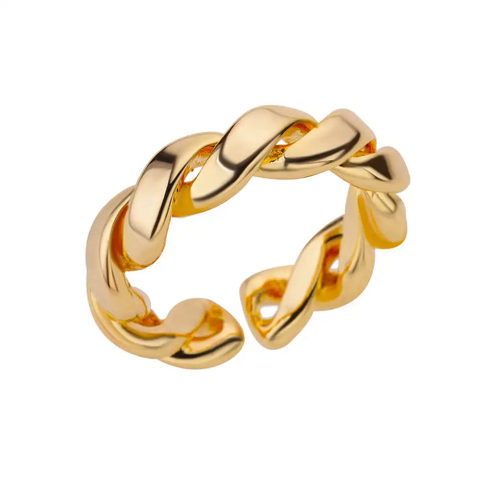 Irregular Square Zircon Ring For Women Stainless Steel Gold Plated Opening Ring Wedding Party Fashion Jewerly Gift Free Shipping
