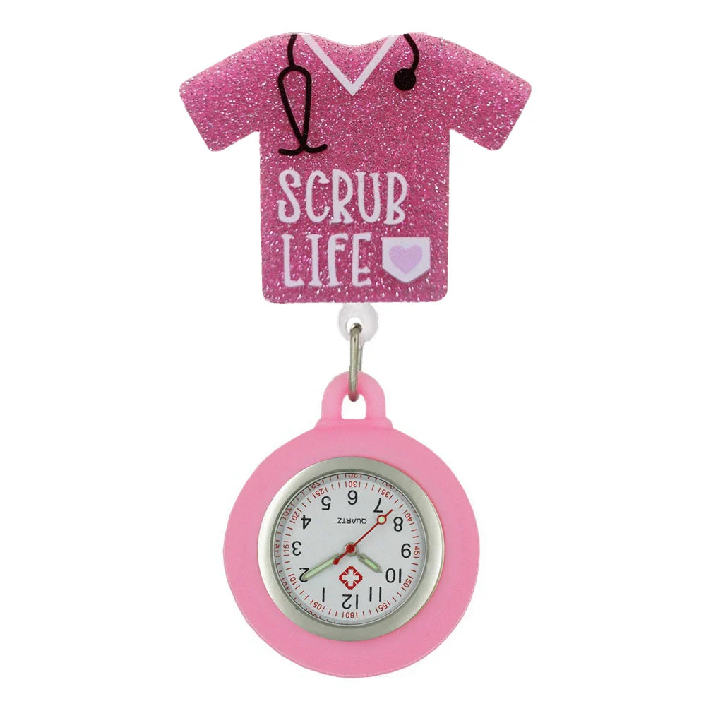 Hospital Health Care Shiny Heart Medical Icons Cartoon Lovely Nurse Doctor Clip Pocket Watches Hang Clock Gift Watch