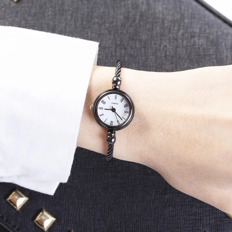 YIKAZE Women Watches Small Gold Bangle Bracelet Watch Stainless Steel Retro Ladies Quartz Wristwatch Clock Fashion Dress Watch
