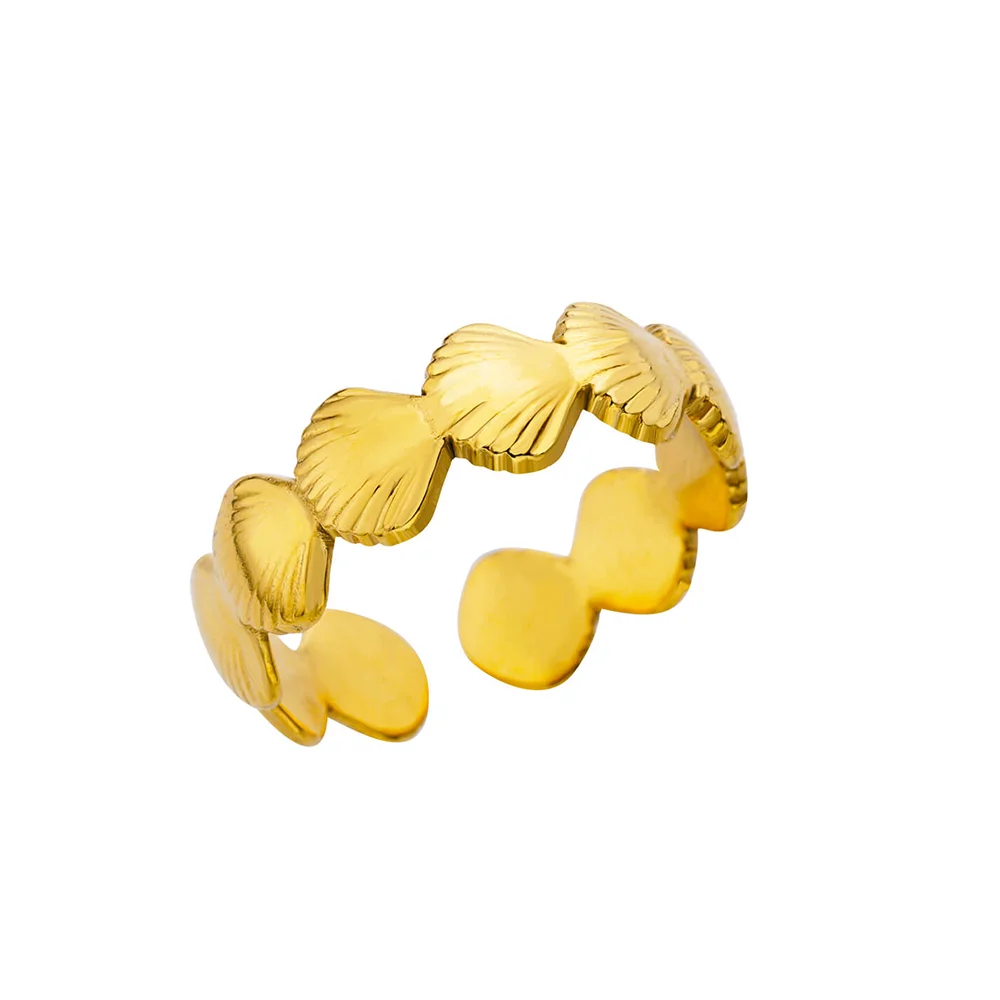 316L Stainless Steel Starfish Shell Rings for Women Gold Color Open Finger Ring Femme Trendy Summer Vacation Ocean Jewelry Gift