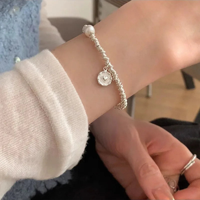 VENTFILLE 925 Silver Double Layer Pearl Bracelet for Women Girl Design Bead Korean Jewelry Dropshipping