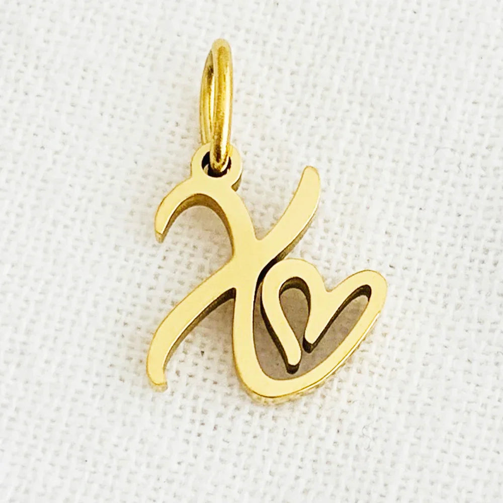 SUNIBI Heart Art Initial Alphabet Pendant DIY Name Customized Birthday Gift Stainless Steel Women Fashion Jewelry A-Z Wholesale