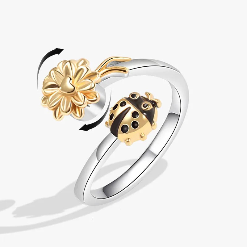 Rotating Anxiety Knuckle Ring For Women Spinner Fidgets Cute Animal Butterfly Flower Anti Stress Ring Party Jewelry Gifts Anillo