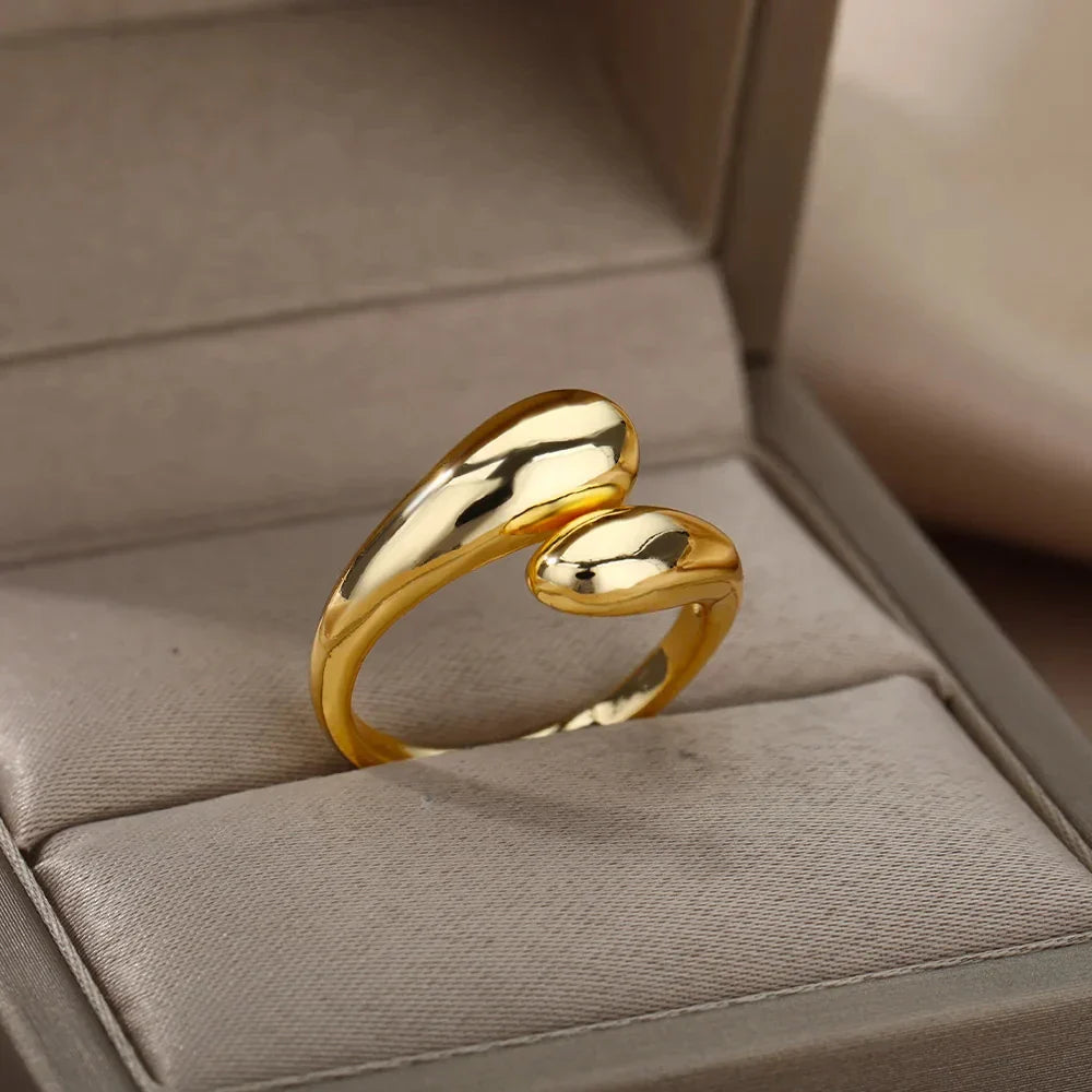 Gold Color Stainless Steel Multi Layer Rings for Women Hollow out Open Finger Ring Fashion Wedding Party Jewelry Gift 2024 New