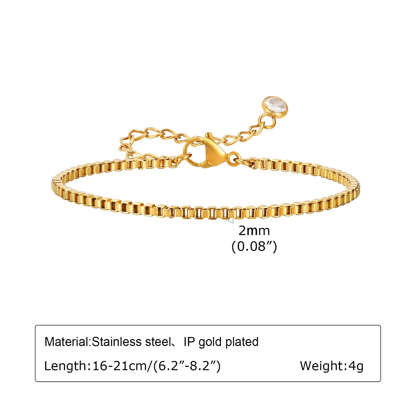 Non Tarnish Stainless Steel Bracelet Gold Plated Stackable for Women, Thin Herringbone Chain Bracelet Waterproof Jewelry Gift