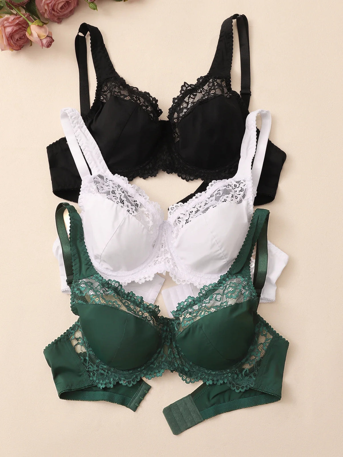 Bras For Womens Lingerie BH Tops Elegance Lace Bras Sexy Underwear Underwire Support Plus Size Brassiere Leisure A B C D E Cup