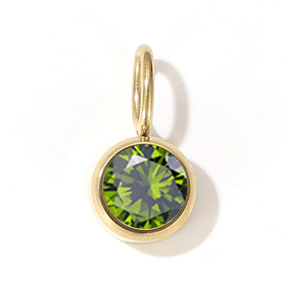 Zirconia Birthstone Pendant 12 Months Color Stone DIY Accessories for Necklace Stainless Steel Jewelry Birthday Gift Wholesale
