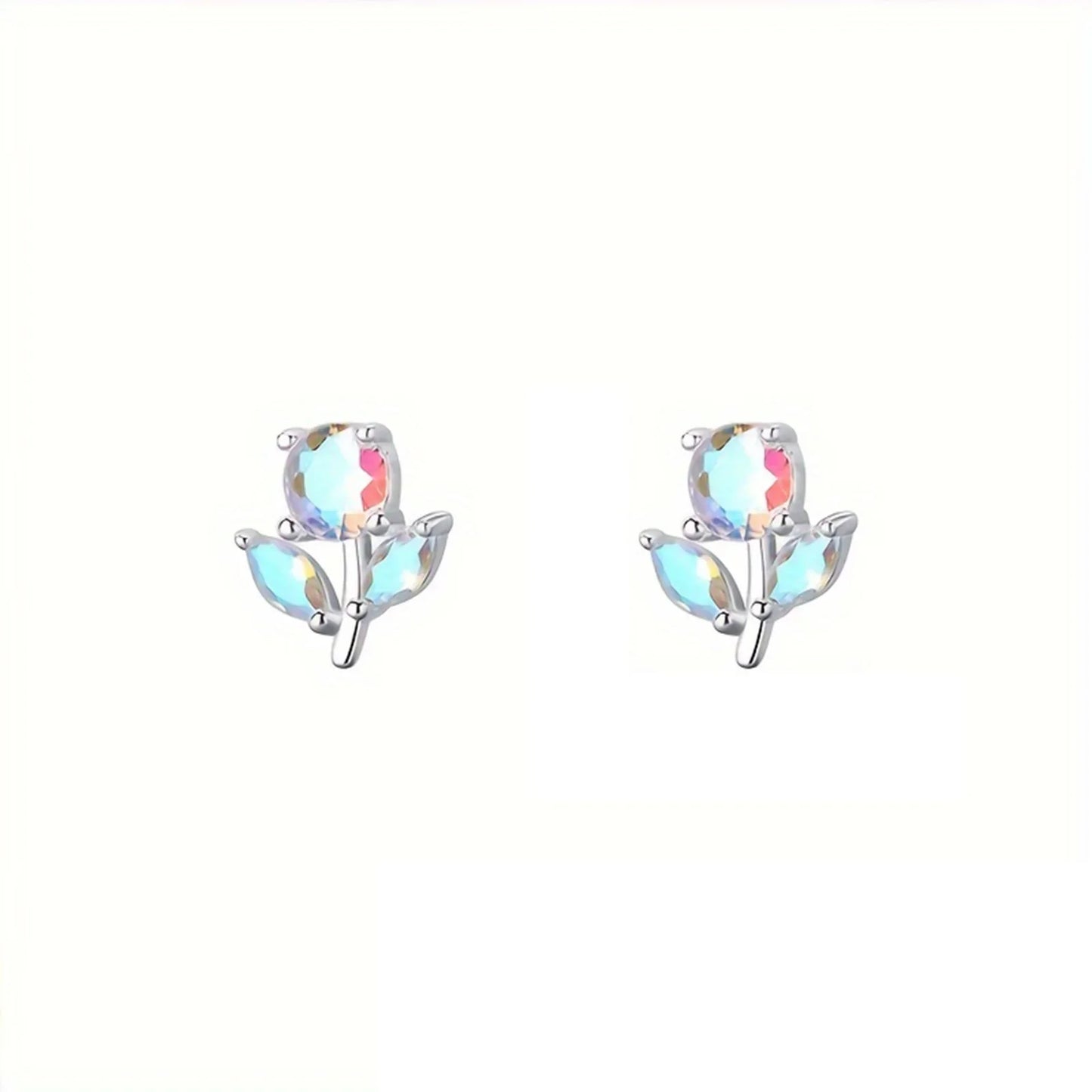 Fruit Bubble Colorful Zircon Flower Earrings Women's Fashion Personality Trendy Luxury Forest Earrings Versatile Ins