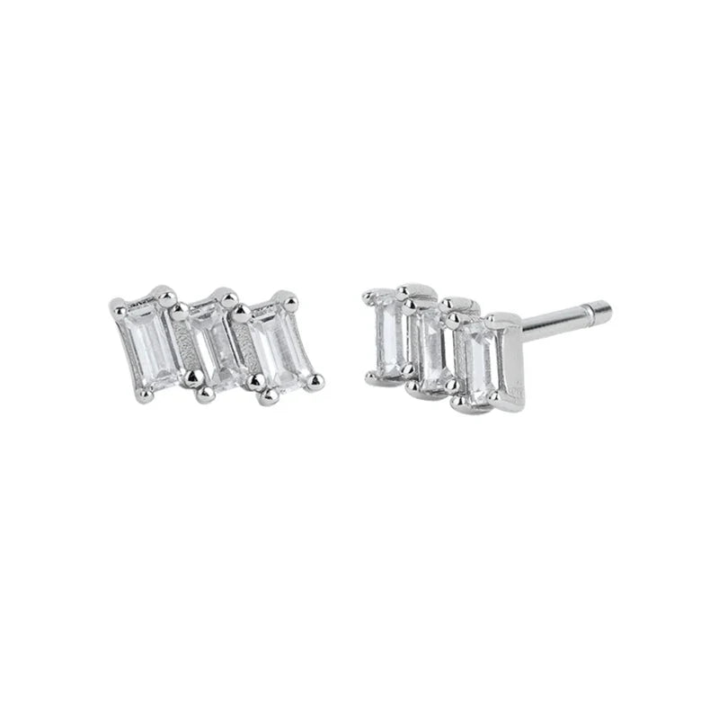925 Sterling Silver Ear Needle Fashion Hoop Earrings White Crystal Luxury Women's Silver Earrings Wedding Women's Jewelry Gift