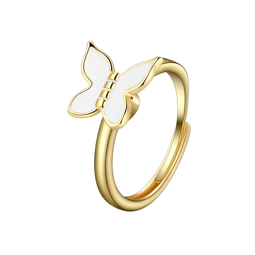 Rotating Anxiety Knuckle Ring For Women Spinner Fidgets Cute Animal Butterfly Flower Anti Stress Ring Party Jewelry Gifts Anillo