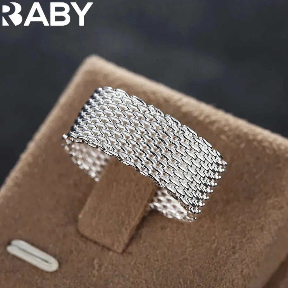 Hot classic 925 Sterling Silver charms Simple Net Rings lady fine Jewelry for Women men Size 6 7 8 9 10 Fashion  Wedding gifts