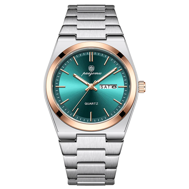 PAAZOMU Fashion Men's Quartz Watch Stainless Steel Waterproof Luminous Man Watch Chronograph Date Multifunction Watches For Men