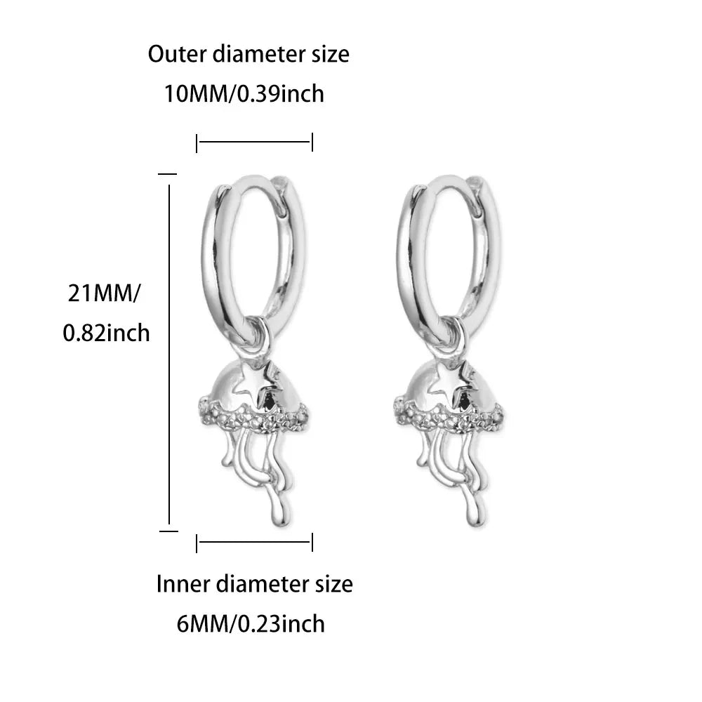 Geometric Hook Earrings For Women Stainless Steel Gold Color Jellyfish Dangle Drop Earrings 2025 Trend Piercing Wedding Jewelry