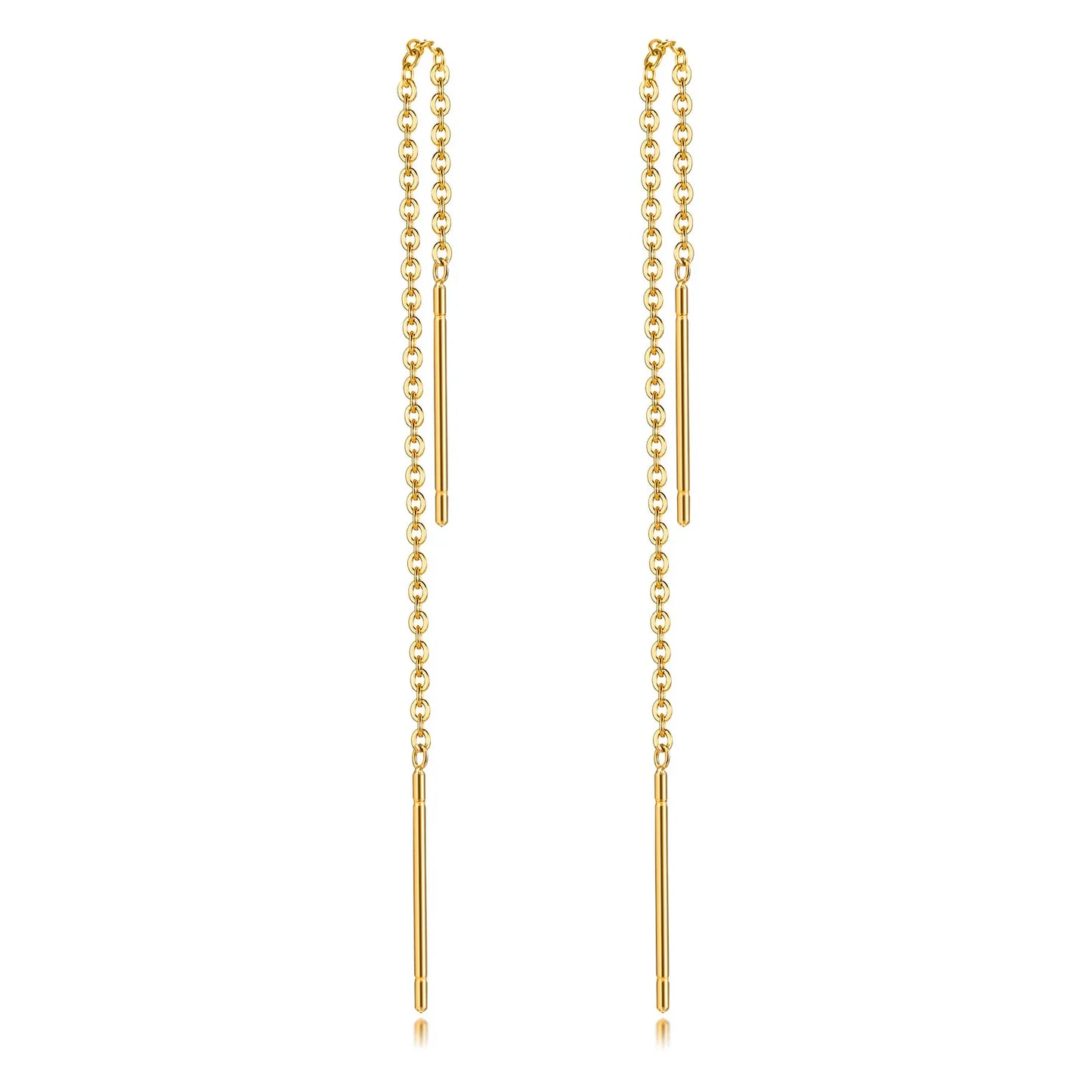 Long Threader Earrings for Women, Thin Linear Earring,Stainless Steel Chain Drop Ear Line , Fashion Korean Jewelry