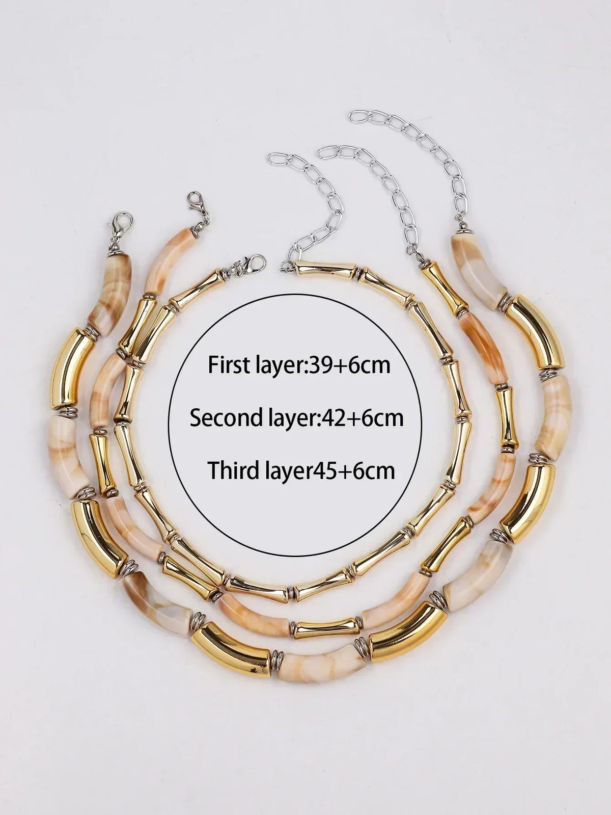 3 pieces/set Bohemian Acrylic Bamboo Beads Choker Necklace Set for Women Chunky Tube Necklaces 2024 Accessories Jewelry