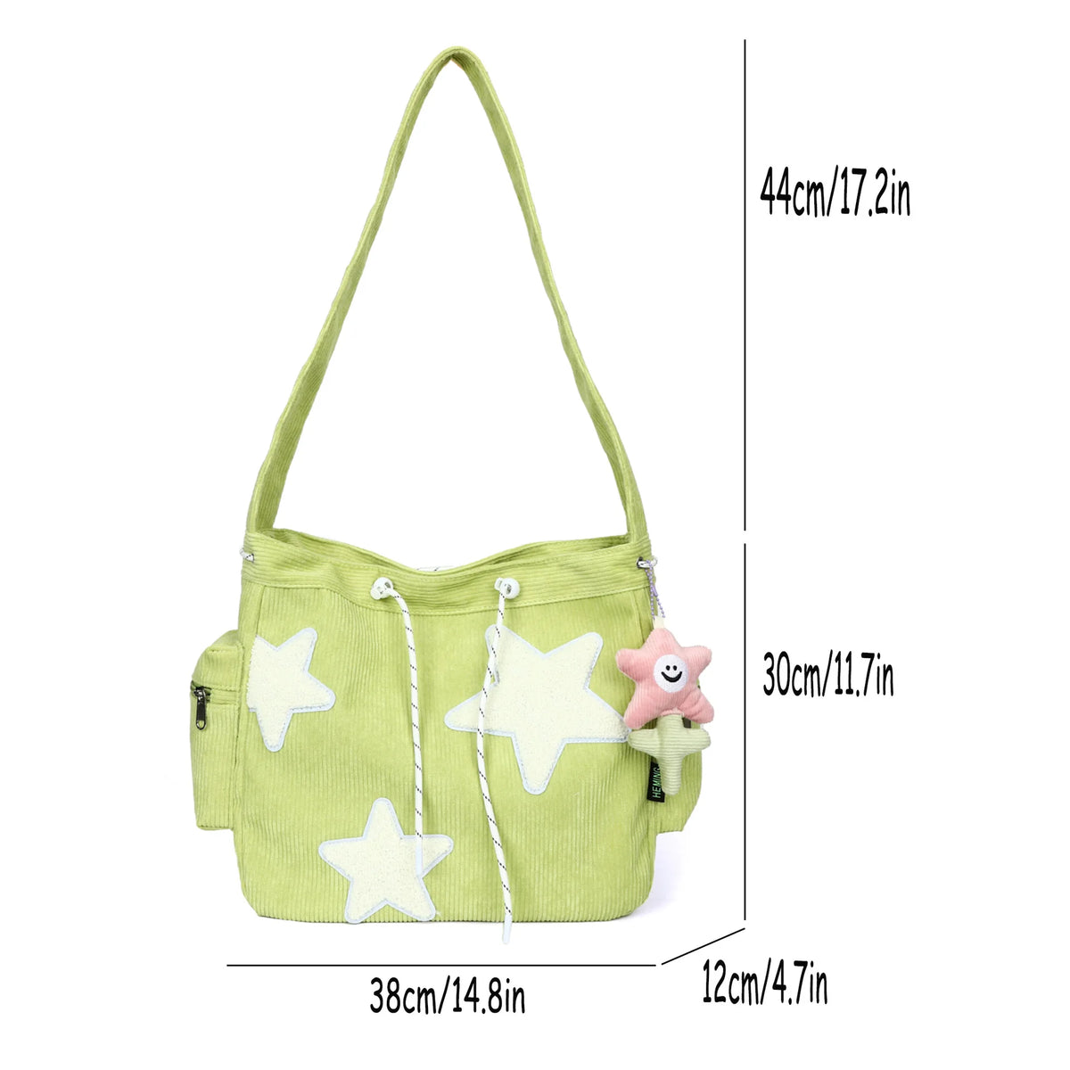Niche Design Handbag Star Female Student Large Capacity Commuting Tote Corduroy Shoulder Crossbody Bag 2023 New