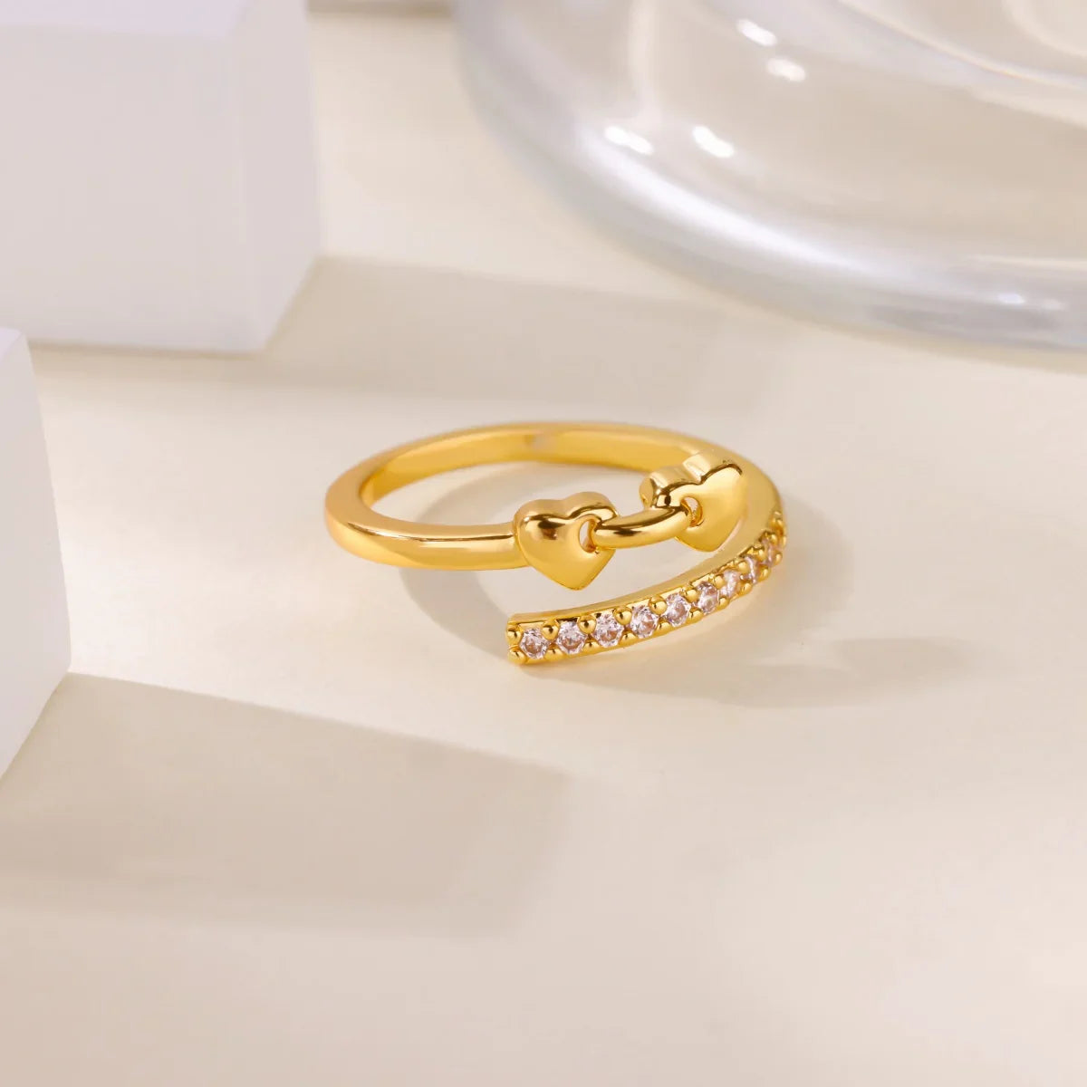 Luxury Zircon Geometric Rings For Women Stainless Steel Gold Color Open Ring Trendy Wedding Party Aesthetic Jewerly Gift Femme