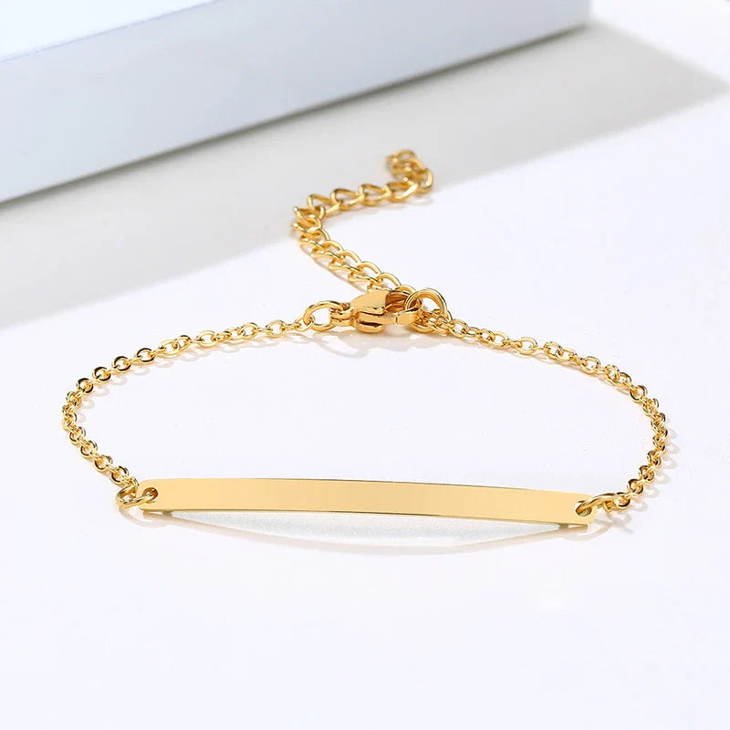 Vnox Minimalist Personalize Engrave Stainless Steel Thin Bar Bracelets for Women Lady Custom Friendship Bridesmaid Gifts Jewelry