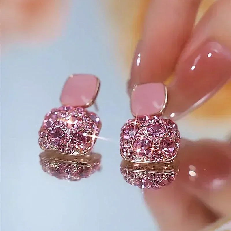 French High-end Brown Crystal Earrings For Women Fashion Luxurious Personalized Daily Accessories Prom jewelry Anniversary Gifts