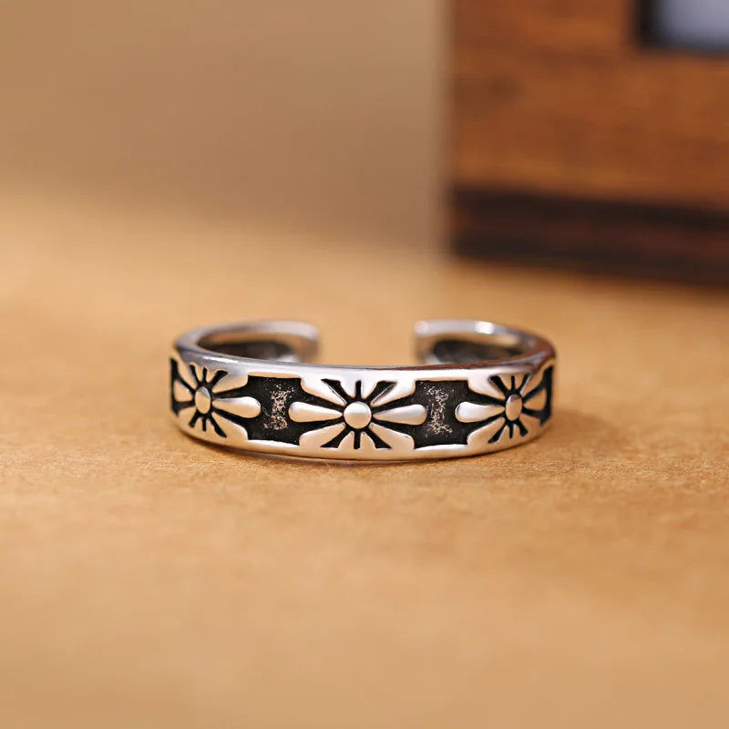 925 Silver Three Flower Open Rings For Women Wedding Jewelry Accessories  and   Jewellery