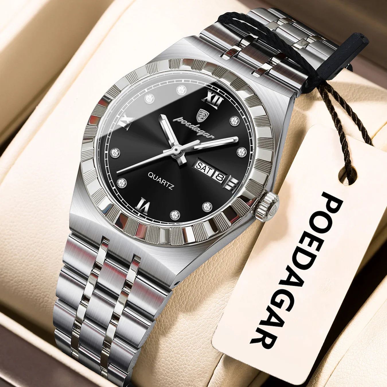 POEDAGAR Luxury Original Ladies Watch Luminous Waterproof Week Date Woman Wristwatch Stainless Steel Women Quartz Watches Female
