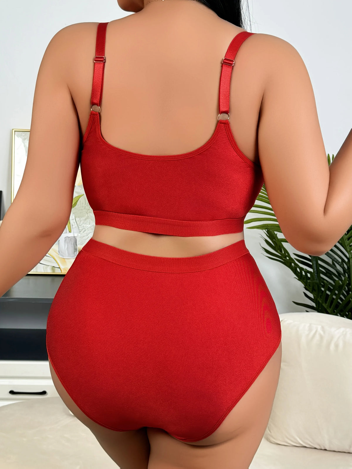 Plus Size French Lingerie Set, Breathable Seamless Wireless Full Bust Support Bra