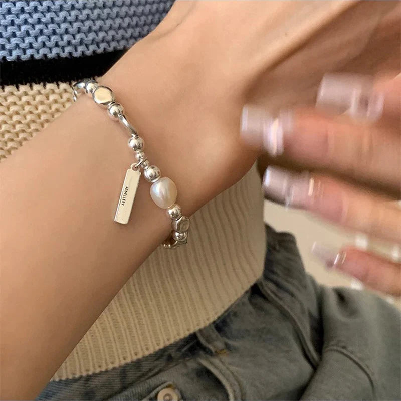 VENTFILLE 925 Silver Double Layer Pearl Bracelet for Women Girl Design Bead Korean Jewelry Dropshipping